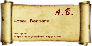 Acsay Barbara névjegykártya