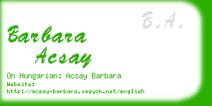 barbara acsay business card